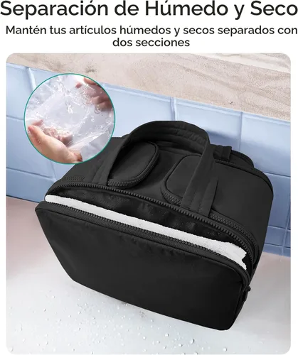 Miniatura 4 de BAGSMART Bolsa de Aseo de Viaje, Bolsa de Aseo Resistente para Mujeres, Bolsas de Aseo Ampliamente Abiertas y Esponjosas para Viajar, Organizador