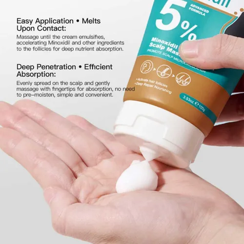 Miniatura 3 de Crema hidratante de cuero cabelludo de minoxidil al 5%, crema de masaje de cuero cabelludo de minoxidil para el crecimiento del cabello con péptido