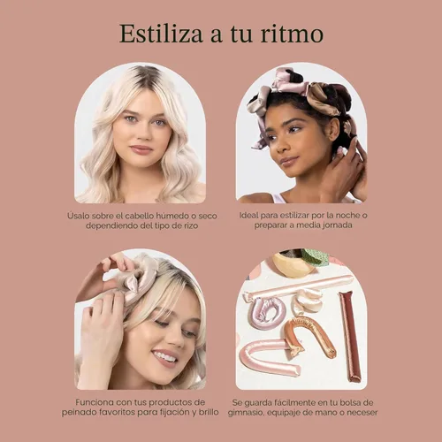 Miniatura 6 de Kitsch Rizadores de Cabello de Satén Sin Calor – Rizadores de Cabello Sin Calor para Dormir y Obtener Rizos Durante la Noche – Varillas Rizadoras