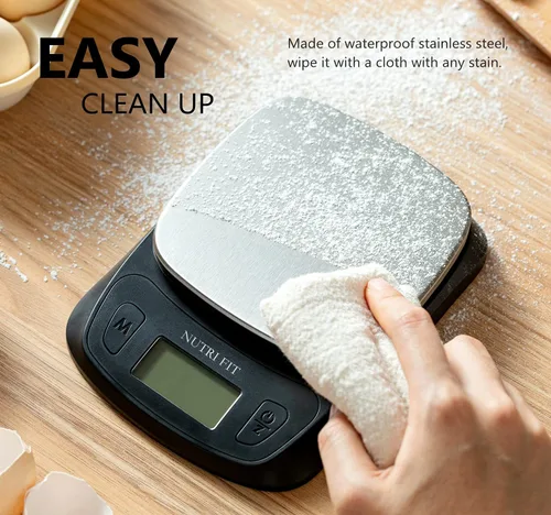 Miniatura 6 de NUTRI FIT Báscula de cocina ultra delgada, báscula digital de peso de alimentos para hornear cocinar en gramos y onzas, pantalla LCD retroiluminada
