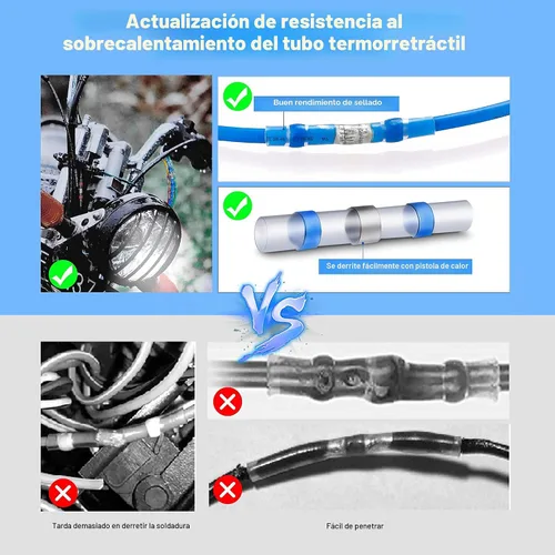 Miniatura 3 de Kuject 200 PCS Conectores Termorretráctiles de Sellado de Soldadura a Tope, Kit de Conectores de Cable Impermeables Terminales Eléctricos, Conector