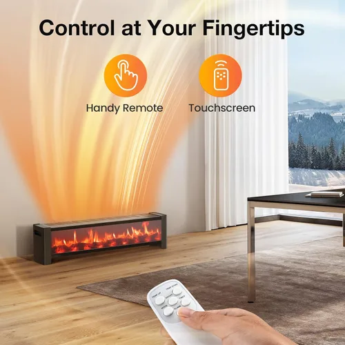 Miniatura 5 de Air Choice Calentador de zócalo de 33 pulgadas, calentador de chimenea de 1500 W con salida de aire superior, control remoto, termostato ajustable