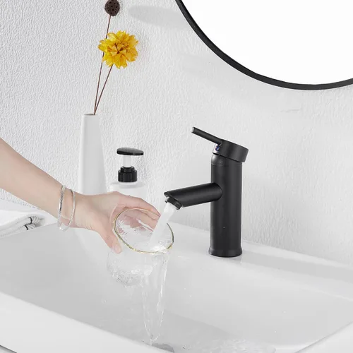 Miniatura 7 de Grifo de baño negro con una sola manija, un agujero, 1 o 3 agujeros, instalación de 4 pulgadas, acero inoxidable, grifo de tocador de baño a juego