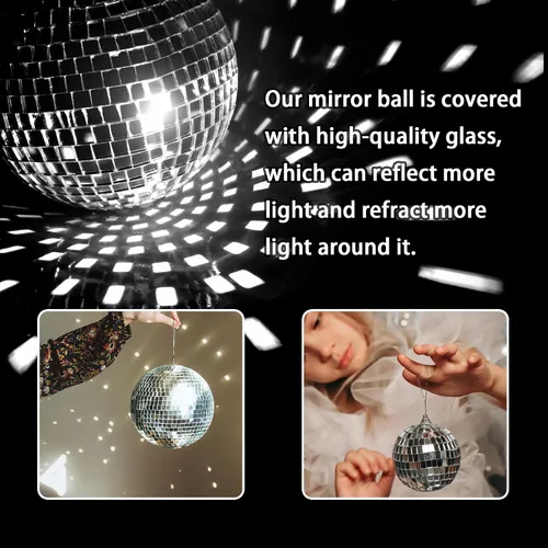 Miniatura 5 de 30 bolas de discoteca – Adornos de bola de discoteca con espejo colgante, decoración de fiesta de discoteca para despedida de soltera temática