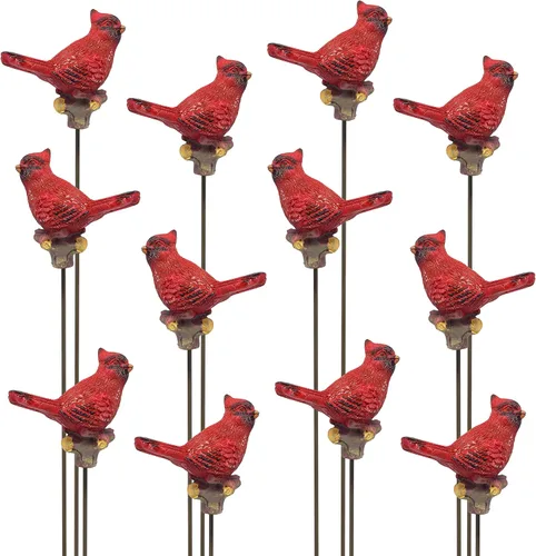 Miniatura 10 de Cardinal Yard and Garden Stakes - Juego de 6 estacas decorativas para plantas y patio, cardenales en palos de metal, decoración para exteriores, 10