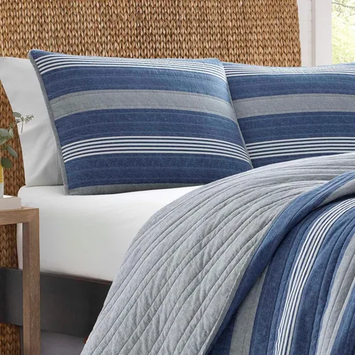Miniatura 2 de Nautica Juego de edredón individual, ropa de cama reversible con funda a juego, decoración de habitación a rayas, juego de cama ligero, artículos