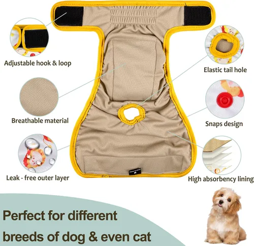 Miniatura 81 de Pañales lavables para perros, para hembras caninas, reutilizables, para periodo de celo, altamente absorbentes, para incontinencia, con broches