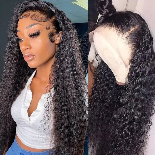 Miniatura 27 de Peluca de encaje frontal de 30 pulgadas, cabello humano prearrancado de densidad 180, peluca de encaje frontal brasileña con cabello húmedo y Encaje