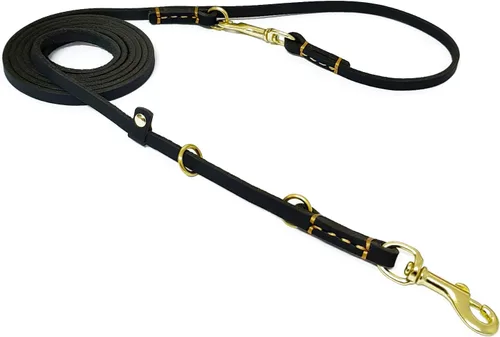 Miniatura 9 de LWBMG Correa de cuero para perro de 8 pies, correas de cuero multifunción 6 en 1 para perros, manos libres, cuerpo cruzado, cinturón de cintura Negro