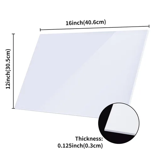 Miniatura 2 de Hojas de Acrílico Blancas 12" x 16" x 1/8", Paquete de 2 Cranviech Láminas de Plexiglás Fundido Blanco Alternativa al Vidrio para Letreros Bricolaje