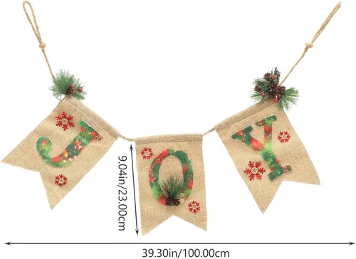 Miniatura 2 de Toyvian Cartel de lino brillante para fiesta de Navidad con letras de alegría, decoración de guirnalda de Navidad para uso festivo en interiores