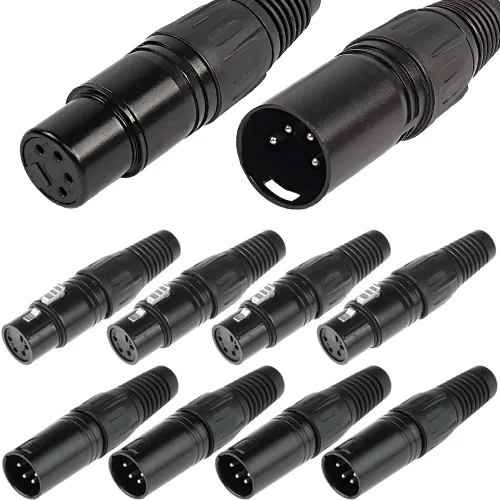 Conectores XLR hembra de 4 pines y conectores XLR macho de 4 pines, conector XLR macho hembra de 4 pines para altavoz, micrófono, cámara,