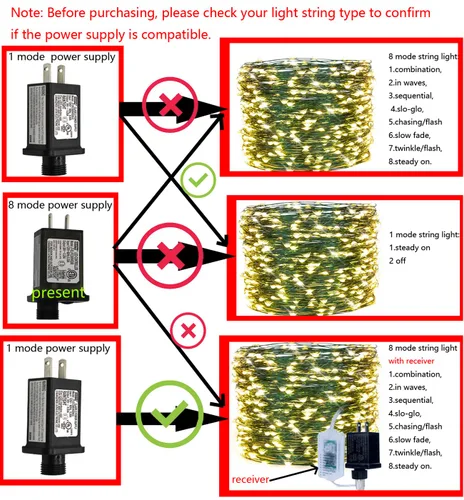 Miniatura 3 de Transformador LED de 8 modos de luz LED de 12 V, fuente de alimentación de clase 2, transformador de bajo voltaje, adaptador de enchufe de EE. UU.