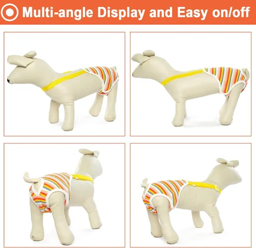 Miniatura 4 de QBLEEV Pañales para perras, bragas sanitarias lavables con tirantes ajustables, pañales reutilizables para cachorros, lindas bragas de período