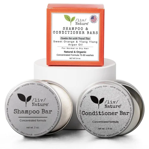 Set de champú y acondicionador con estuche de viaje, volumen y humedad para cabello seco, naranja, ylang ylang, aceite de argán, fabricado en