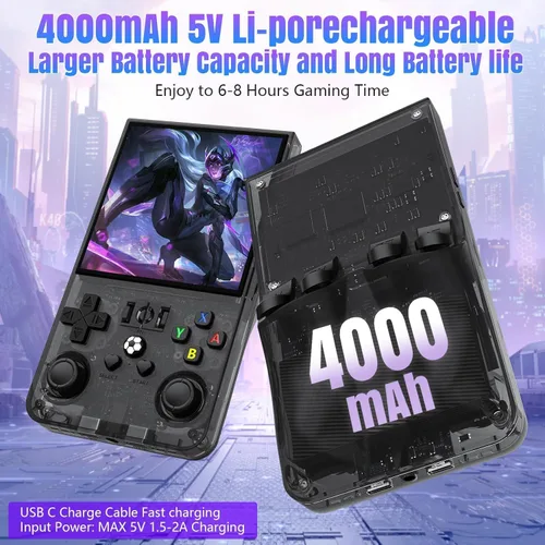 Miniatura 4 de R36Max - Consola de juegos portátil, mini consola de juegos de mano retro, consola de videojuegos IPS de 4.0 pulgadas con tarjeta TF de 64 GB más