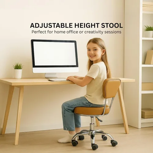 Miniatura 3 de MAYAKOBA Dayton Taburete con respaldo - Asiento neumático negro, altura ajustable de 13 a 15 pulgadas, diseño ergonómico para oficina en casa