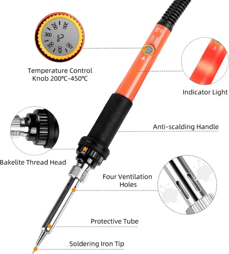 Miniatura 6 de Lápiz para soldar de 60 W y 110 V, temperatura ajustable, herramienta soldadora para reparación, reparación eléctrica, joyas y bricolaje