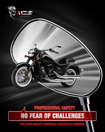 Miniatura 2 de Espejos de motocicleta cromados MZS, espejos laterales universales de 10 mm y 8 mm con vista trasera, ajustable en 360 grados, compatibles con Cromo