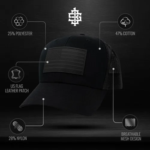 Miniatura 6 de Sombrero de bandera estadounidense Sombrero de cuero con parche de malla en la parte trasera para hombres y mujeres, sombrero de camionero