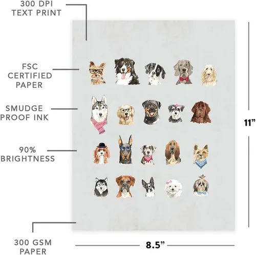 Miniatura 142 de Andaz Press Póster impreso para pared de perro, 8.5 x 11 pulgadas, Bulldog inglés con gafas negras, 1 paquete, regalo de cumpleaños de Navidad, sin
