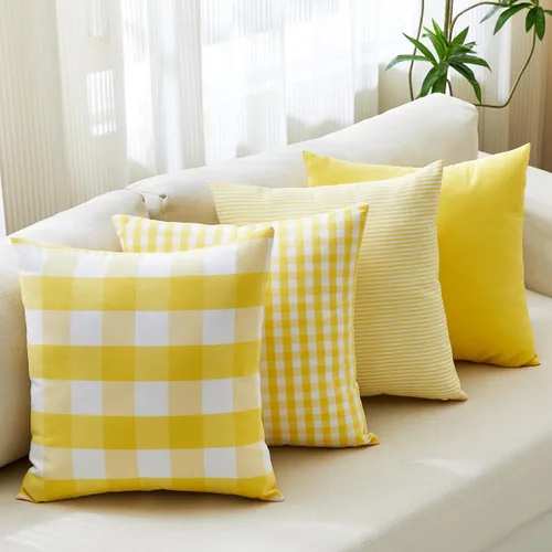 Miniatura 27 de CARRIE HOME Juego de 4 fundas de almohada a cuadros blancos y negros de 18 x 18 pulgadas para exteriores, decoración de granja a cuadros de búfalo