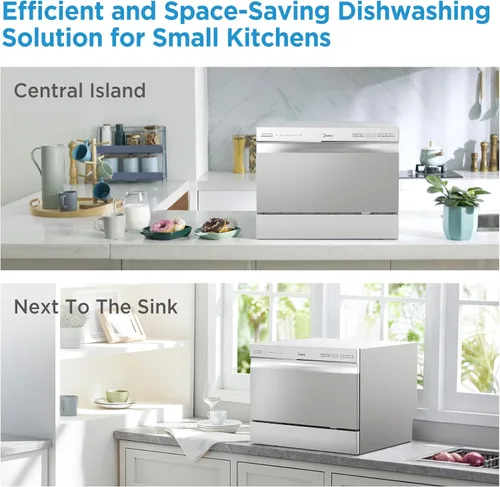 Miniatura 3 de Midea MDC22P2ASS - Lavavajillas de encimera, 6 ajustes de lugar y 6+2 ciclos de lavado, lavavajillas portátiles, lavavajillas Energy Star
