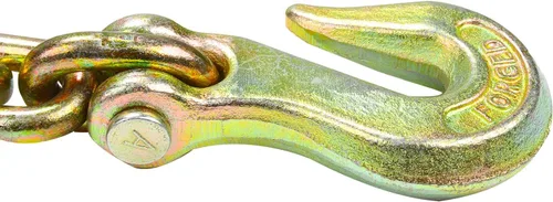Miniatura 8 de TYFYB 2 cadenas de carpeta de grado 70 resistentes de 3/8 pulgadas y 20 pies, cadena de remolque de amarre chapada en zinc amarillo, con ganchos