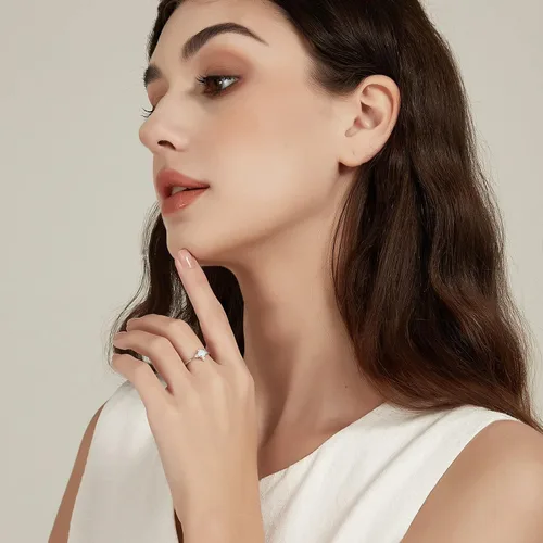 Miniatura 5 de SHINYSO Anillo de boda chapado en oro de 14 quilates para mujer, anillos finos y apilables, ópalo delicado con circonita cúbica, anillo