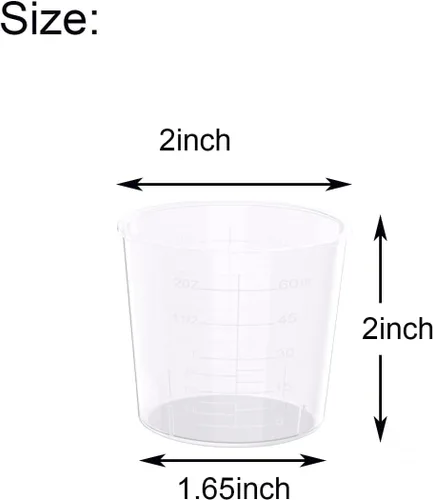 Miniatura 2 de Paquete de 30 vasos graduados de plástico de 2 onzas, vasos transparentes de 2 onzas con 30 varillas de madera para mezclar pintura, manchas, epoxi