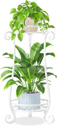 Miniatura 9 de iDavosic.ly Paquete de 2 soportes de metal para plantas para interiores y exteriores, 11 pulgadas de ancho, de hierro resistente al óxido, para Negro