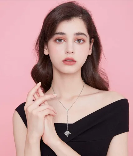 Miniatura 50 de FLYOW Collar con colgante de nudo celta de plata de ley 925 de buena suerte irlandés para mujer, regalo de cumpleaños y graduación