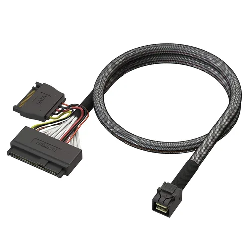 Miniatura 5 de LINKUP - Cable interno U.2 de 16G (85Ω 85ohm PCIe Gen 4 Mini SAS HD a U.2/SFF-8643 a SFF-8639) con alimentación SATA - 2.0 ft/2 pies