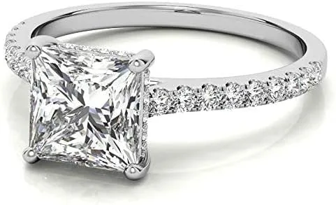 Miniatura 3 de IGI - Anillo de compromiso de diamantes de talla princesa blanca de 1.30 quilates con certificación IGI en oro rosa amarillo blanco de 14 quilates