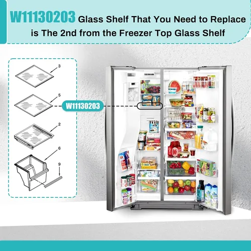 Miniatura 3 de Estante para congelador W11130203 actualizado, 11.7 x 10 pulgadas, compatible con refrigerador Whirlpool WRS571CIHZ WRS571CIHZ04 WRS571CIHZ01