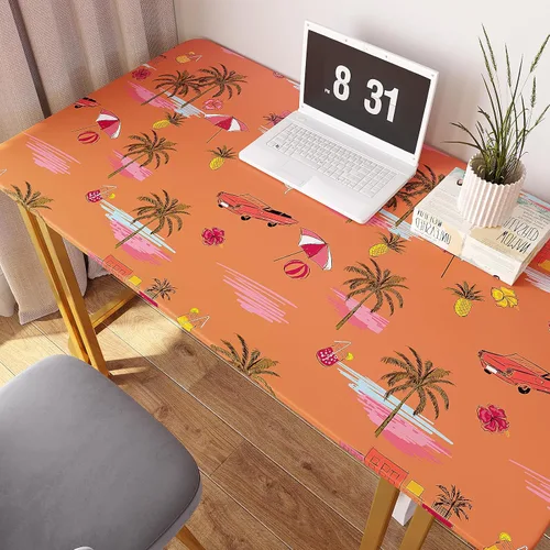 Miniatura 8 de VEELIKE Orange Island - Papel tapiz autoadhesivo para despegar y pegar, dibujado a mano, palmeras de playa de verano, papel tapiz extraíble, 17.7 x