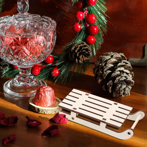 Miniatura 2 de jojofuny 12 piezas de decoración de trineo de madera: mini trineo para adorno de Navidad, adornos de trineo de madera sin terminar