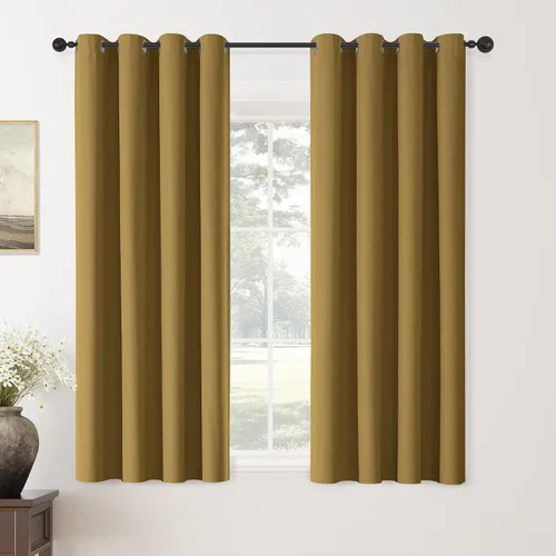 Miniatura 10 de ChrisDowa Cortinas 100% Opacas de Abedul Sólido de 45 Pulgadas de Largo, 2 Paneles para Dormitorio y Sala de Estar, Estilo Granja Oscurecedoras