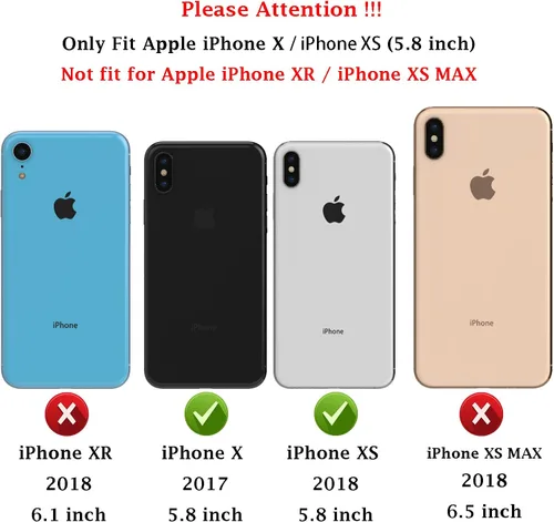 Miniatura 2 de Funda para iPhone X/iPhone Xs: funda protectora de doble capa resistente para teléfono celular, a prueba de golpes, resistente, con protector