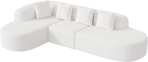 Miniatura 8 de Sofá modular modular de 114 pulgadas para sala de estar, moderno sofá modular con diván, sofá seccional en forma de L, no requiere montaje, beige