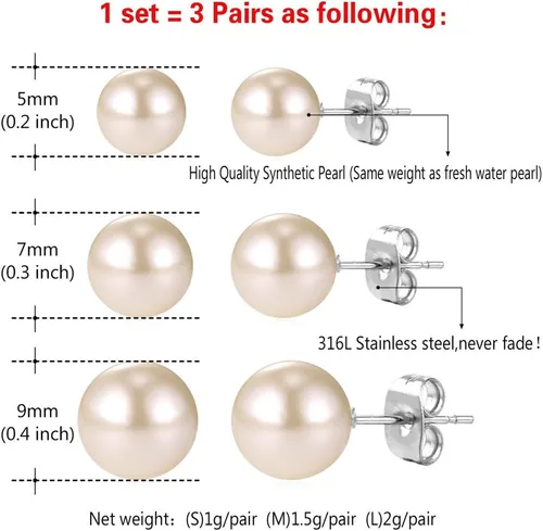 Miniatura 6 de U7 Cat Stud Earrings SilverBlackSilverGold Color,Birthstone Kitten Earrings, BarFaux Pearl Earrings Set, Women Teen Girls Gift