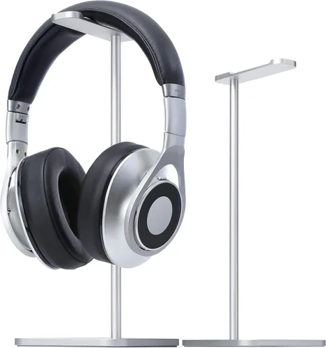 Soporte de auriculares para escritorio, soporte de auriculares de aluminio con base pesada y almohadilla antideslizante, soporte de auriculares para