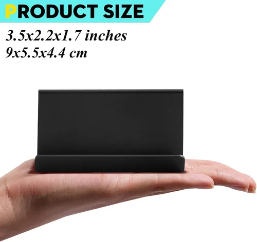 Miniatura 6 de Tarjetero negro para escritorio, organizador moderno de metal para tarjetas de nombre de negocios, con capacidad para hasta 40 tarjetas