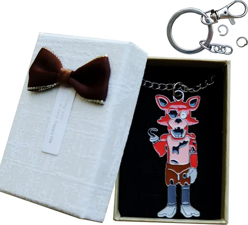 Miniatura 2 de Caja de regalo de joyería para fanáticos de Fnaf, collar con colgante llavero 2 en 1, regalo para niños de 5 noches Freddy, Fazbear Bonnie Free
