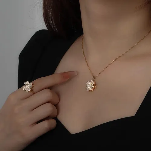 Miniatura 2 de 2024 New Fashion Rotatable Rose Gold Silver Color Cubic Zirconia Flower Spinner Rings For Women Jewelry 2023