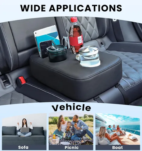 Miniatura 7 de Portavasos de Coche Mejorado con Correas de Seguridad Duales, Portavasos para Asiento Trasero de Coche, Portavasos de Camión de Cuero PU