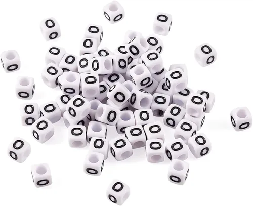 Miniatura 37 de FASHEWELRY 300 cuentas cúbicas de acrílico con números cuadrados mezclados del 0 al 9, cuentas de acrílico blanco de 0.236 x 0.236 pulgadas