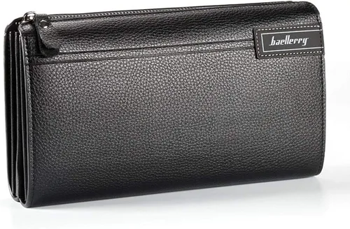 Cartera larga de cuero para hombre, bolso de mano grande para negocios, tarjetero para teléfono, regalo para hombres, padre, hijo, marido, novio