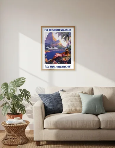 Miniatura 6 de Fly to South Seas Isles via Pan American Airways (PAA) Hawaii - Póster vintage de viaje de aerolínea por Paul George Lawler c.1940s - Impresión