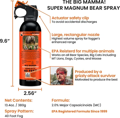 Miniatura 6 de UDAP 18CP Super Magnum Bear Spray, Multi, 13.4oz